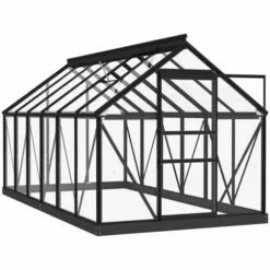 VidaXL Serre En Verre Anthracite 155x298x191 Cm Aluminium - Anthracite -Serre de jardin Boutique 49993845 3