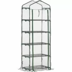 Outsunny Serre De Jardin Balcon étagère Serre 5 Niveaux 0,69L X 0,49l X 1,93H M Acier Galvanisé Bâche Amovible PVC Vert - Vert