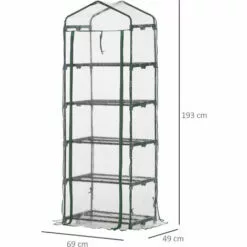Outsunny Serre De Jardin Balcon étagère Serre 5 Niveaux 0,69L X 0,49l X 1,93H M Acier Galvanisé Bâche Amovible PVC Vert - Vert -Serre de jardin Boutique 50904451 3
