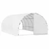 Outsunny Serre De Jardin Tunnel Surface Sol 16 M² Châssis Tubulaire Renforcé 24 Mm Double Porte Avec Poignées Blanc - Blanc