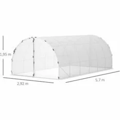 Outsunny Serre De Jardin Tunnel Surface Sol 16 M² Châssis Tubulaire Renforcé 24 Mm Double Porte Avec Poignées Blanc - Blanc 7 Outsunny Serre De Jardin Tunnel Surface Sol 16 M² Châssis Tubulaire Renforcé 24 Mm Double Porte Avec Poignées Blanc - Blanc -Serre de jardin Boutique 50909082 3
