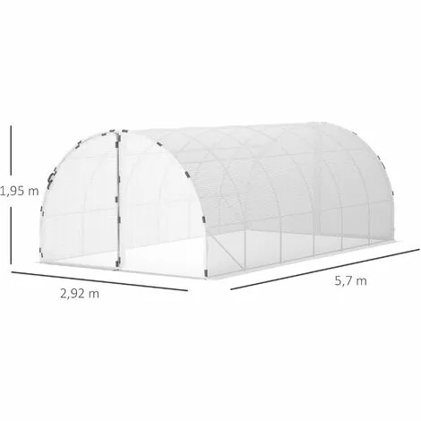 Outsunny Serre De Jardin Tunnel Surface Sol 16 M² Châssis Tubulaire Renforcé 24 Mm Double Porte Avec Poignées Blanc - Blanc 3 Outsunny Serre De Jardin Tunnel Surface Sol 16 M² Châssis Tubulaire Renforcé 24 Mm Double Porte Avec Poignées Blanc - Blanc – Image 3