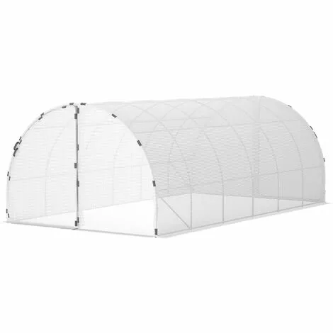 Outsunny Serre De Jardin Tunnel Surface Sol 16 M² Châssis Tubulaire Renforcé 24 Mm Double Porte Avec Poignées Blanc - Blanc 4 Outsunny Serre De Jardin Tunnel Surface Sol 16 M² Châssis Tubulaire Renforcé 24 Mm Double Porte Avec Poignées Blanc - Blanc – Image 4