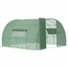 Outsunny Serre De Jardin Tunnel 11 M² Acier Galvanisé Renforcé Diamètre 2,4 Cm + PE Haute Densité Fenêtres Porte Vert - Vert