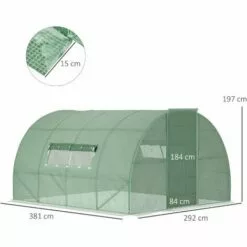 Outsunny Serre De Jardin Tunnel 11 M² Acier Galvanisé Renforcé Diamètre 2,4 Cm + PE Haute Densité Fenêtres Porte Vert - Vert -Serre de jardin Boutique 50909086 3