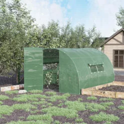 Outsunny Serre De Jardin Tunnel 11 M² Acier Galvanisé Renforcé Diamètre 2,4 Cm + PE Haute Densité Fenêtres Porte Vert - Vert -Serre de jardin Boutique 50909086 4