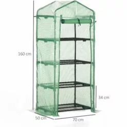 Outsunny Serre De Jardin Balcon étagère Serre 4 Niveaux 0,7L X 0,5l X 1,6H M Acier Galvanisé Bâche Amovible PE Haute Densité Vert - Vert -Serre de jardin Boutique 50909087 3