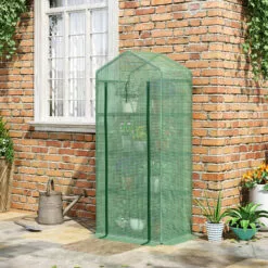Outsunny Serre De Jardin Balcon étagère Serre 4 Niveaux 0,7L X 0,5l X 1,6H M Acier Galvanisé Bâche Amovible PE Haute Densité Vert - Vert -Serre de jardin Boutique 50909087 5