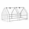 Outsunny Mini Serre De Jardin Serre à Tomates 180L X 90l X 90H Cm Acier PE Haute Densité 140 G/m² Anti-UV 2 Fenêtres Avec Zip Enroulables Blanc