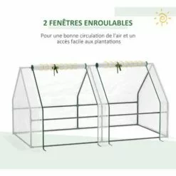 Outsunny Mini Serre De Jardin Serre à Tomates 180L X 90l X 90H Cm Acier PE Haute Densité 140 G/m² Anti-UV 2 Fenêtres Avec Zip Enroulables Blanc -Serre de jardin Boutique 50909089 5