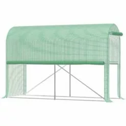 Outsunny Serre De Jardin Serre à Tomates Dim. 3L X 1l X 2H M Porte Zippée Déroulante 2 Fenêtres Latérales Enroulables Acier PE Haute Densité Vert - Vert