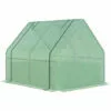 Outsunny Mini Serre De Jardin Serre à Tomates Avec Carré Potager - Acier Thermo-laqué, Tôle D'acier Ondulée, PE Haute Densité Anti-UV - Fenêtre Zippée Enroulable Vert - Vert