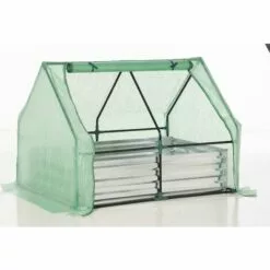 Outsunny Mini Serre De Jardin Serre à Tomates Avec Carré Potager - Acier Thermo-laqué, Tôle D'acier Ondulée, PE Haute Densité Anti-UV - Fenêtre Zippée Enroulable Vert - Vert -Serre de jardin Boutique 50909104 4