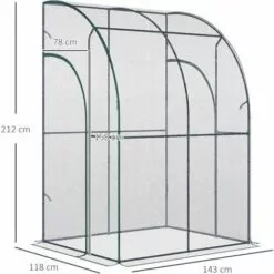 Outsunny Serre De Jardin Adossée Serre Adossée Dim. 1,43L X 1,18l X 2,12H M 2 Portes Zippées Enroulables Acier PVC Transparent - Transparent -Serre de jardin Boutique 50909119 3