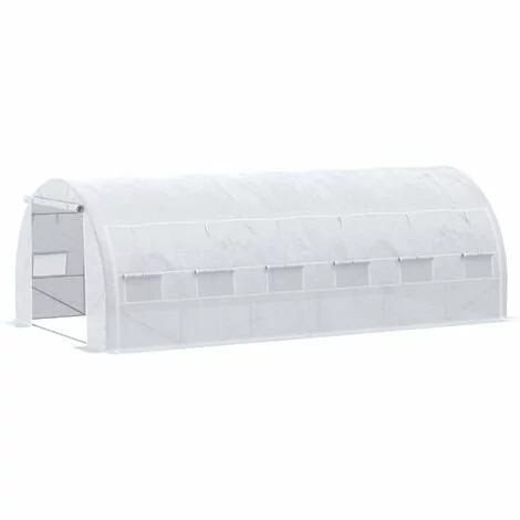 Outsunny Serre De Jardin Tunnel 18 M² Dim. 5,97L X 3,02l X 2H M - 12 Fenêtres, Porte Zippée Enroulable - Châssis Tubulaire Acier Galvanisé, Bâche PE Haute Densité Blanc - Blanc 1 Outsunny Serre De Jardin Tunnel 18 M² Dim. 5,97L X 3,02l X 2H M - 12 Fenêtres, Porte Zippée Enroulable - Châssis Tubulaire Acier Galvanisé, Bâche PE Haute Densité Blanc - Blanc