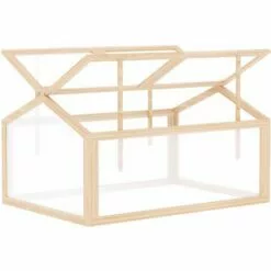 Outsunny Mini Serre De Jardin Serre à Tomates Dim. 102L X 71l X 53H Cm Double Toit Ouvrable 2 Niveaux Panneaux Polycarbonate Bois Sapin Pré-huilé - Beige
