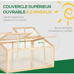Outsunny Mini Serre De Jardin Serre à Tomates Dim. 102L X 71l X 53H Cm Double Toit Ouvrable 2 Niveaux Panneaux Polycarbonate Bois Sapin Pré-huilé - Beige -Serre de jardin Boutique 50909131 4