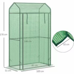 Outsunny Serre De Jardin Serre à Tomates Anti-UV Dim. 100L X 51l X 170H Cm Porte Zipée Déroulante Métal Thermolaqué PE Vert - Vert -Serre de jardin Boutique 51254807 3