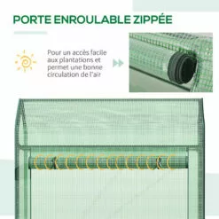 Outsunny Serre De Jardin Serre à Tomates Anti-UV Dim. 100L X 51l X 170H Cm Porte Zipée Déroulante Métal Thermolaqué PE Vert - Vert -Serre de jardin Boutique 51254807 5