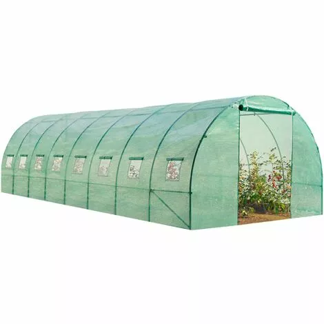 IDMARKET Serre Tunnel De Jardin 24m² Verte Gamme Maraîchère DES ANDES 8x3M - Vert 2 IDMARKET Serre Tunnel De Jardin 24m² Verte Gamme Maraîchère DES ANDES 8x3M - Vert – Image 2