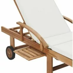 YOUTHUP Chaises Longues De Jardin Réglable Bain De Soleil Avec Coussins 2 Pcs Bois De Teck Solide Blanc - Blanc -Serre de jardin Boutique 51855165 3