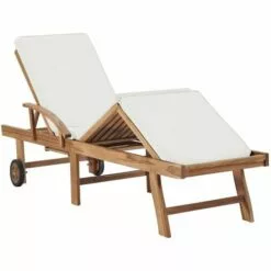 YOUTHUP Chaises Longues De Jardin Réglable Bain De Soleil Avec Coussins 2 Pcs Bois De Teck Solide Blanc - Blanc -Serre de jardin Boutique 51855165 4