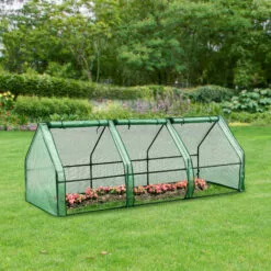 Châssis De Jardin Höflein à 3 Fenêtres En Acier Et Polyéthylène 240 X 90 X 90 Cm Vert [en.casa]