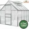 GARDEBRUK Serre De Jardin En Aluminium Avec 2 Fenêtres - 7,6 M³ - Sans Fondation Abri Pour Plantes Légumes