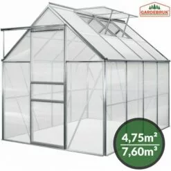 GARDEBRUK Serre De Jardin En Aluminium Avec 2 Fenêtres - 7,6 M³ - Sans Fondation Abri Pour Plantes Légumes