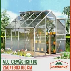 GARDEBRUK Serre De Jardin En Aluminium Avec 2 Fenêtres - 7,6 M³ - Sans Fondation Abri Pour Plantes Légumes -Serre de jardin Boutique 52055230 3
