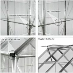 GARDEBRUK Serre De Jardin En Aluminium Avec 2 Fenêtres - 7,6 M³ - Sans Fondation Abri Pour Plantes Légumes -Serre de jardin Boutique 52055230 4