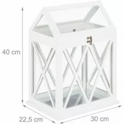 Relaxdays Mini Serre Intérieur Pour Le Rebord De Fenêtre, En Verre Et MDF, Herbes, Fleurs, HLP: 40x30x22,5 Cm, Blanc -Serre de jardin Boutique 52205647 5