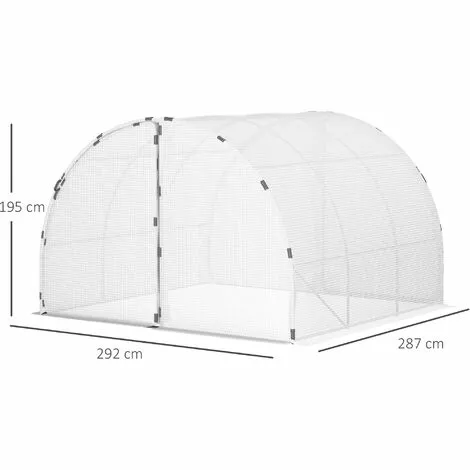 Outsunny Serre De Jardin Tunnel Surface Sol 8,38 M² Châssis Tubulaire Renforcé 24 Mm Double Porte Avec Poignées Blanc - Blanc 3 Outsunny Serre De Jardin Tunnel Surface Sol 8,38 M² Châssis Tubulaire Renforcé 24 Mm Double Porte Avec Poignées Blanc - Blanc – Image 3