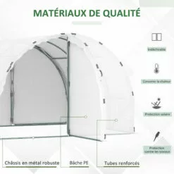 Outsunny Serre De Jardin Tunnel Surface Sol 8,38 M² Châssis Tubulaire Renforcé 24 Mm Double Porte Avec Poignées Blanc - Blanc 9 Outsunny Serre De Jardin Tunnel Surface Sol 8,38 M² Châssis Tubulaire Renforcé 24 Mm Double Porte Avec Poignées Blanc - Blanc -Serre de jardin Boutique 52476555 5