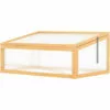 Outsunny Mini Serre De Jardin Serre à Tomates Dim. 90L X 60l X 40H Cm Toit Ouvrable Panneaux De Polycarbonate Bois Sapin Pré-huilé - Beige