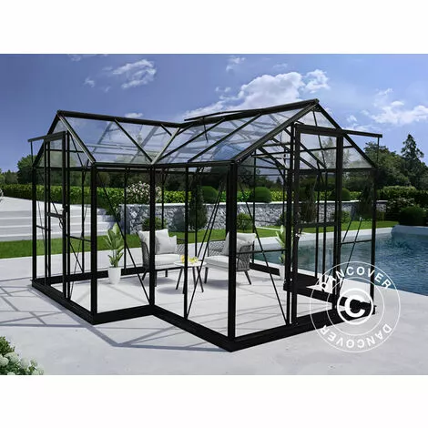 DANCOVER Kiosque De Jardin En Verre 11,5m², 3,73x3,73x2,32m Avec Socle, Noir - Noir 4 DANCOVER Kiosque De Jardin En Verre 11,5m², 3,73x3,73x2,32m Avec Socle, Noir - Noir – Image 4