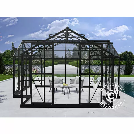 DANCOVER Kiosque De Jardin En Verre 16,8m², 4,45x4,45x 2,52m Avec Socle, Noir - Noir 2 DANCOVER Kiosque De Jardin En Verre 16,8m², 4,45x4,45x 2,52m Avec Socle, Noir - Noir – Image 2