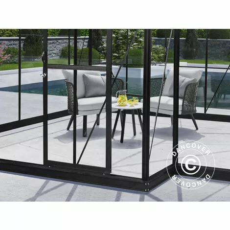 DANCOVER Kiosque De Jardin En Verre 16,8m², 4,45x4,45x 2,52m Avec Socle, Noir - Noir 4 DANCOVER Kiosque De Jardin En Verre 16,8m², 4,45x4,45x 2,52m Avec Socle, Noir - Noir – Image 4
