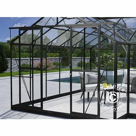 DANCOVER Kiosque De Jardin En Verre 16,8m², 4,45x4,45x 2,52m Avec Socle, Noir - Noir 5 DANCOVER Kiosque De Jardin En Verre 16,8m², 4,45x4,45x 2,52m Avec Socle, Noir - Noir – Image 5