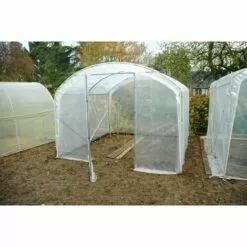 ATOUT LOISIR Serre Tunnel Deschamps Pieds Droits Larg 3 M Pas à 2 M, L 4 M, Type 200 Microns Incolore Plasticlair , Façade Pas De Façade Ni De Porte, Support De Culture Non
