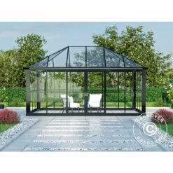 DANCOVER Kiosque De Jardin/Tonnelle De Jardin Verre 12,86m², 4,36x2,95x2,7m, Avec Base, Noir - Noir 7 DANCOVER Kiosque De Jardin/Tonnelle De Jardin Verre 12,86m², 4,36x2,95x2,7m, Avec Base, Noir - Noir -Serre de jardin Boutique 53323145 3