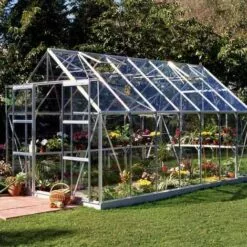 HALLS Serre En Verre Trempé Magnum 148 - 11.50 M², Couleur Silver, Base Sans Base - Silver