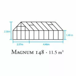 HALLS Serre En Verre Trempé Magnum 148 - 11.50 M², Couleur Silver, Base Sans Base - Silver -Serre de jardin Boutique 53451323 5