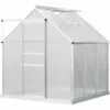 Outsunny Serre De Jardin Aluminium Polycarbonate 3,61 M² Dim. 1,9L X 1,9l X 2H M Lucarne Réglable Fondation Porte Coulissante - Transparent