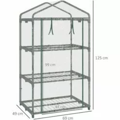 Outsunny Serre De Jardin Balcon étagère Serre 3 Niveaux Dim. 69L X 49l X 125H Cm Métal Thermolaqué Vert PVC Haute Densité Transparent - Vert 7 Outsunny Serre De Jardin Balcon étagère Serre 3 Niveaux Dim. 69L X 49l X 125H Cm Métal Thermolaqué Vert PVC Haute Densité Transparent - Vert -Serre de jardin Boutique 53591961 3