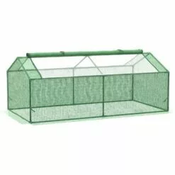 Outsunny Mini Serre De Jardin Serre à Tomates 1,8L X 0,9l X 0,7H M Métal Thermolaqué PE Haute Densité Fenêtre Moustiquaire Intégrées Vert