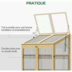 Outsunny Mini Serre De Jardin En Polycarbonate Cadre En Bois 3 étagères Dim. 80L X 50l X 130H Cm Double Porte Toit Ouvrant Bois De Sapin Autoclave - Beige 8 Outsunny Mini Serre De Jardin En Polycarbonate Cadre En Bois 3 étagères Dim. 80L X 50l X 130H Cm Double Porte Toit Ouvrant Bois De Sapin Autoclave - Beige -Serre de jardin Boutique 53591964 4