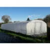 ATOUT LOISIR Serre Tunnel Deschamps Pieds Droits Larg 5 M Pas à 1.50 M, L 6 M, Type 200 Microns Incolore Plasticlair , Façade 1 Façade Avec Filet, Support De Culture Non