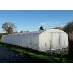 ATOUT LOISIR Serre Tunnel Deschamps Pieds Droits Larg 5 M Pas à 2 M, L 6 M, Type 200 Microns Incolore Plasticlair , Façade Pas De Façade Ni De Porte, Support De Culture Non