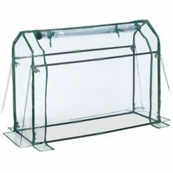 Relaxdays Serre De Jardin Avec Bâche En PVC, Porte Enroulable, HxLxP : 92x124x42 Cm, Système D'emboîtement, Transparente